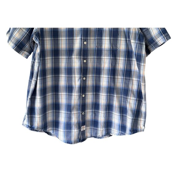 Izod Saltwater 2XLT Seaport Poplin Mens Short Sleeve Button Plaid Shirt Relaxed - Picture 3 of 6
